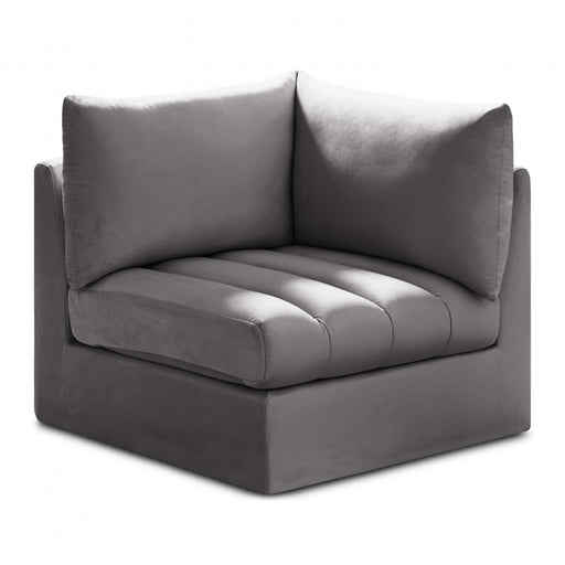 Jacob Grey Velvet Modular Corner Chair - 649Grey-Corner - Vega Furniture