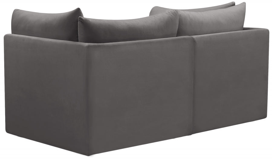 Jacob Grey Velvet Modular Loveseat - 649Grey-S66 - Vega Furniture