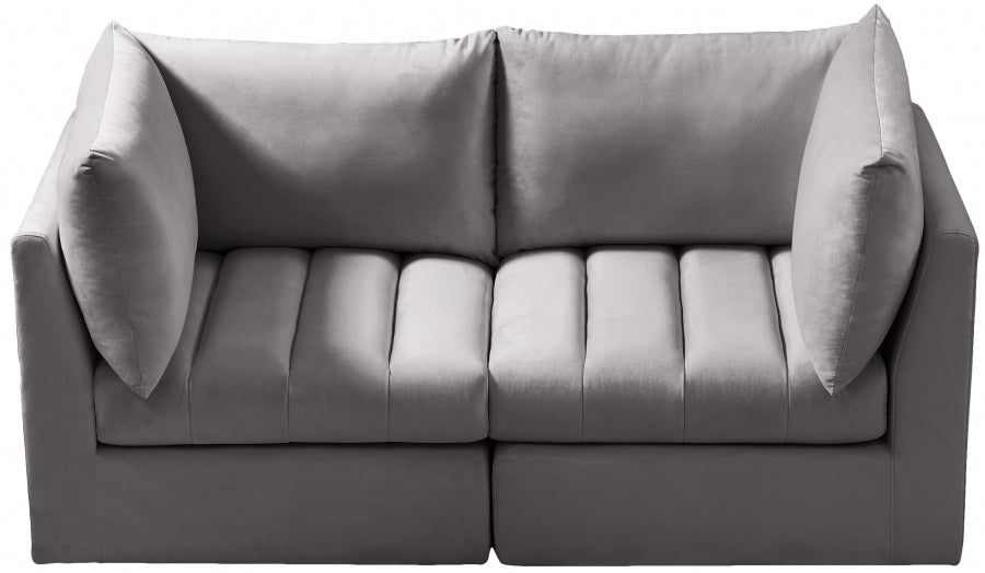 Jacob Grey Velvet Modular Loveseat - 649Grey-S66 - Vega Furniture