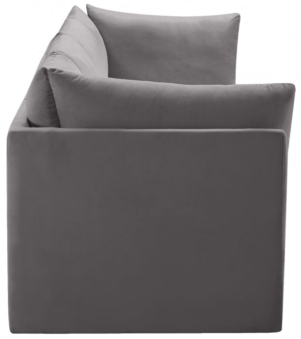 Jacob Grey Velvet Modular Loveseat - 649Grey-S66 - Vega Furniture