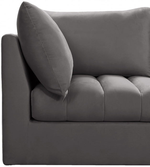 Jacob Grey Velvet Modular Loveseat - 649Grey-S66 - Vega Furniture