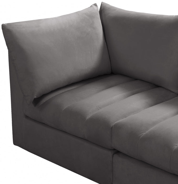 Jacob Grey Velvet Modular Loveseat - 649Grey-S66 - Vega Furniture