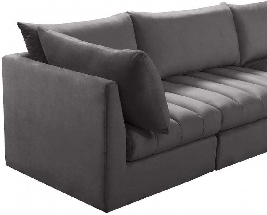 Jacob Grey Velvet Modular Loveseat - 649Grey-S66 - Vega Furniture