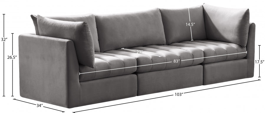 Jacob Grey Velvet Modular Sofa - 649Grey-S103 - Vega Furniture