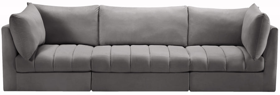 Jacob Grey Velvet Modular Sofa - 649Grey-S103 - Vega Furniture