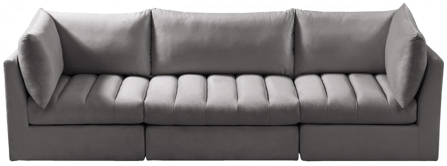 Jacob Grey Velvet Modular Sofa - 649Grey-S103 - Vega Furniture