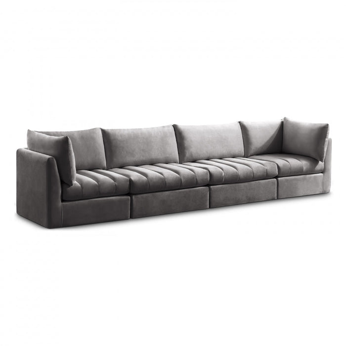 Jacob Grey Velvet Modular Sofa - 649Grey-S140 - Vega Furniture