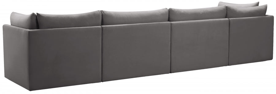 Jacob Grey Velvet Modular Sofa - 649Grey-S140 - Vega Furniture