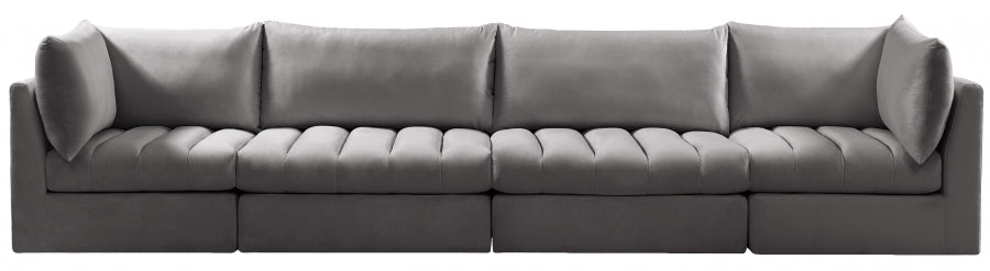 Jacob Grey Velvet Modular Sofa - 649Grey-S140 - Vega Furniture