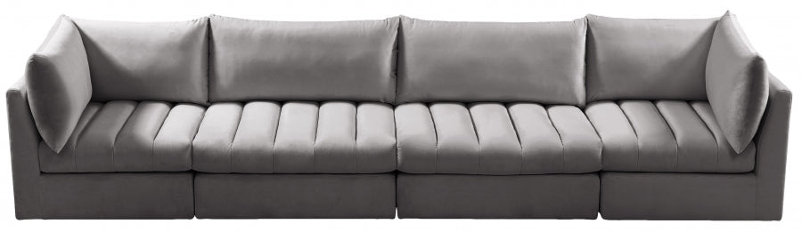 Jacob Grey Velvet Modular Sofa - 649Grey-S140 - Vega Furniture