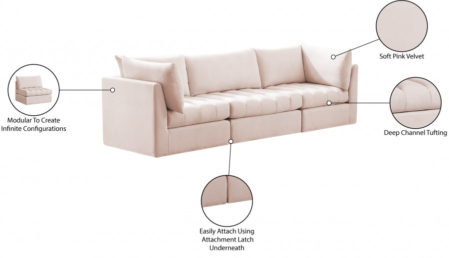 Jacob Pink Velvet Modular Sofa - 649Pink-S103 - Vega Furniture