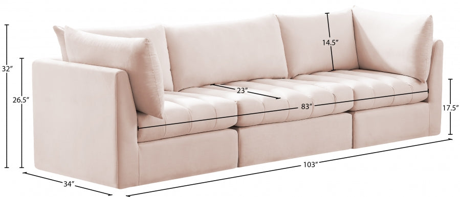 Jacob Pink Velvet Modular Sofa - 649Pink-S103 - Vega Furniture