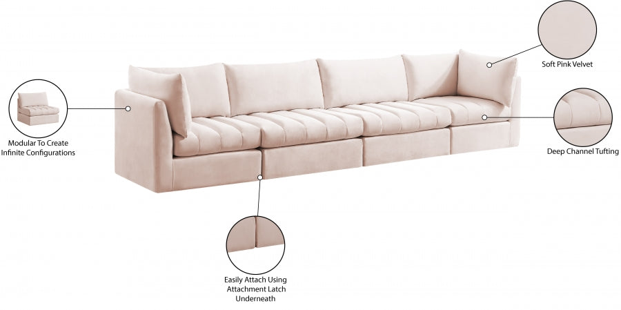 Jacob Pink Velvet Modular Sofa - 649Pink-S140 - Vega Furniture