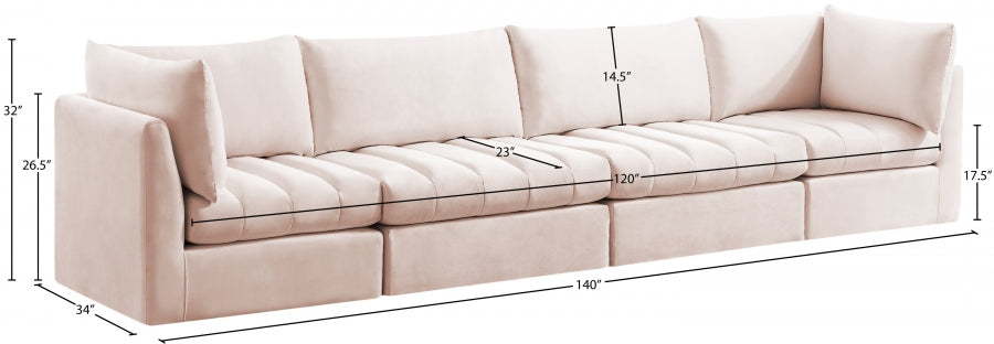 Jacob Pink Velvet Modular Sofa - 649Pink-S140 - Vega Furniture