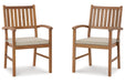 Janiyah Light Brown Outdoor Dining Arm Chair, Set of 2 - P407-601A - Vega Furniture