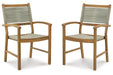 Janiyah Light Brown Outdoor Dining Arm Chair, Set of 2 - P407-602A - Vega Furniture