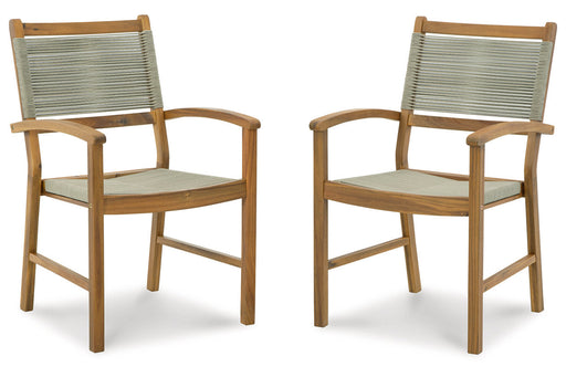 Janiyah Light Brown Outdoor Dining Arm Chair, Set of 2 - P407-602A - Vega Furniture