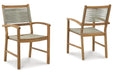 Janiyah Light Brown Outdoor Dining Arm Chair, Set of 2 - P407-602A - Vega Furniture