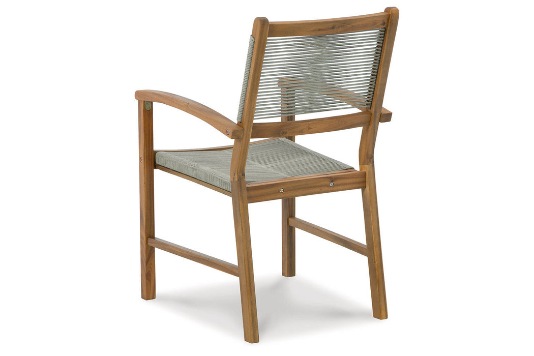 Janiyah Light Brown Outdoor Dining Arm Chair, Set of 2 - P407-602A - Vega Furniture