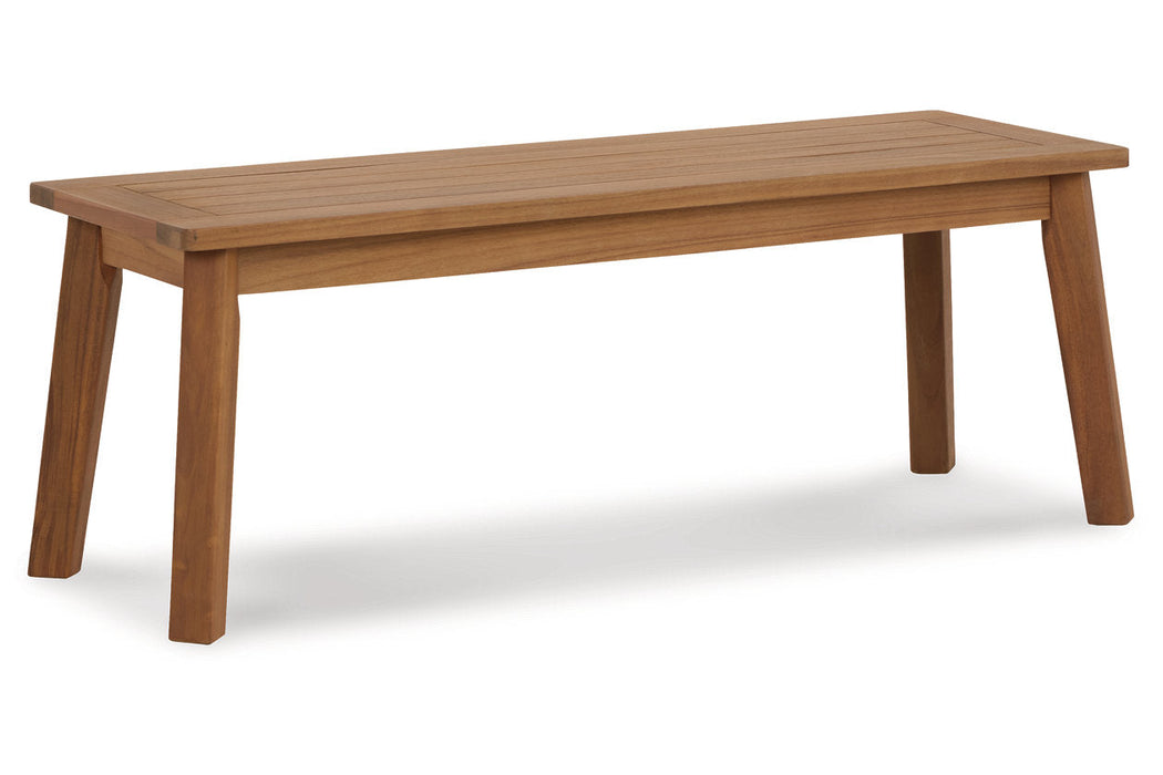 Janiyah Light Brown Outdoor Dining Bench - P407-600 - Vega Furniture