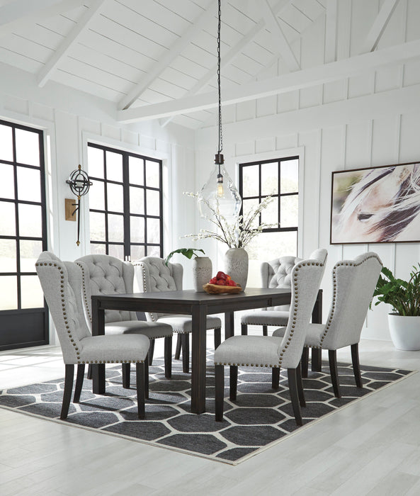 Jeanette Black/Linen Rectangular Dining Set - SET | D702-25 | D702-01(3) - Vega Furniture