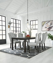 Jeanette Black/Linen Rectangular Dining Set - SET | D702-25 | D702-01(3) - Vega Furniture