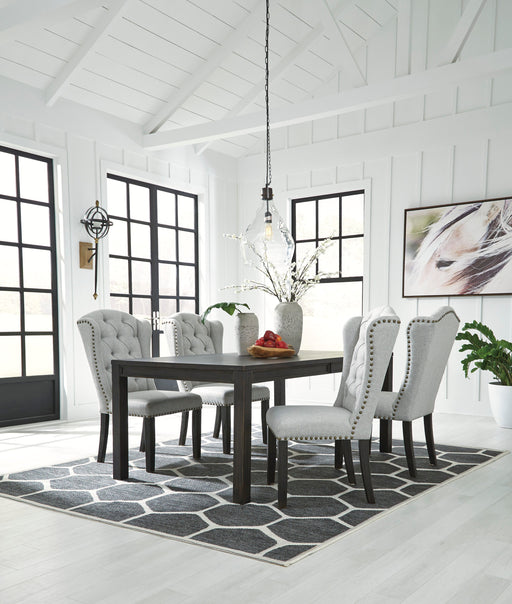 Jeanette Black/Linen Rectangular Dining Set - SET | D702-25 | D702-01(3) - Vega Furniture