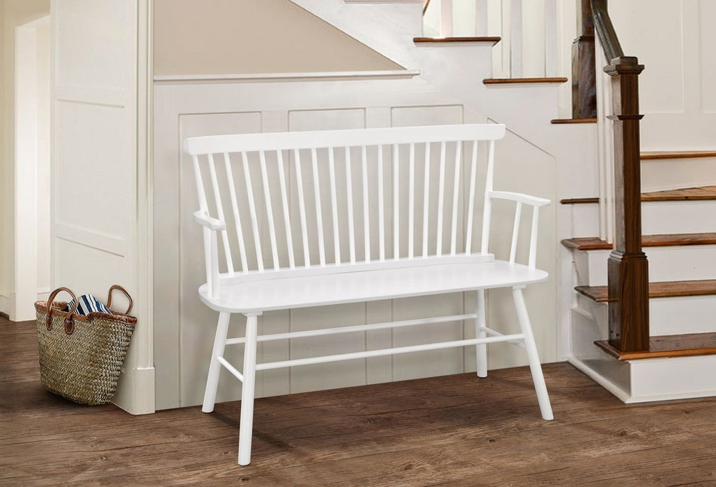 Jerimiah Spindleback White Bench - 4185-BENCH-WH - Vega Furniture