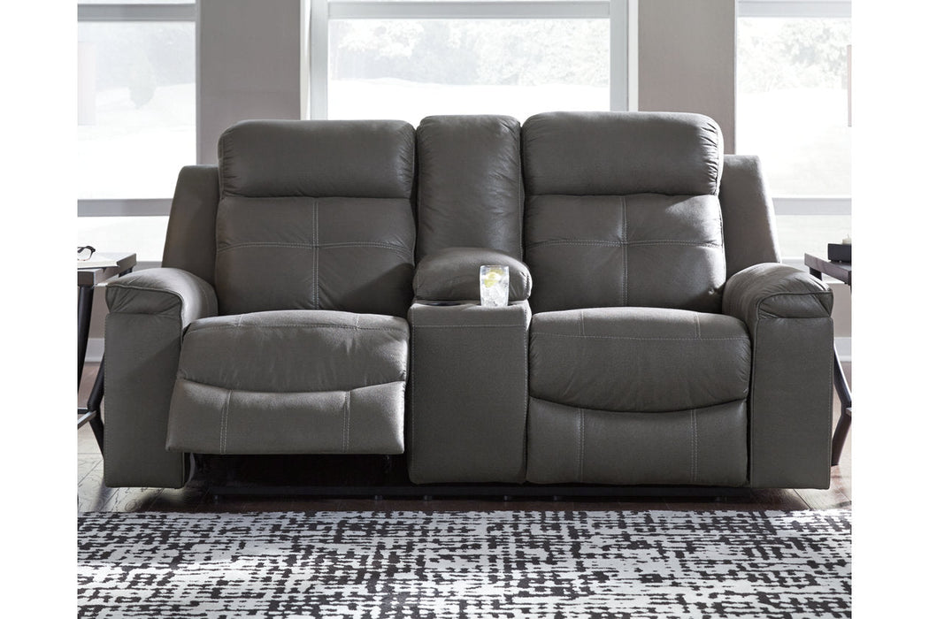 Jesolo Dark Gray Reclining Loveseat with Console - 8670594 - Vega Furniture