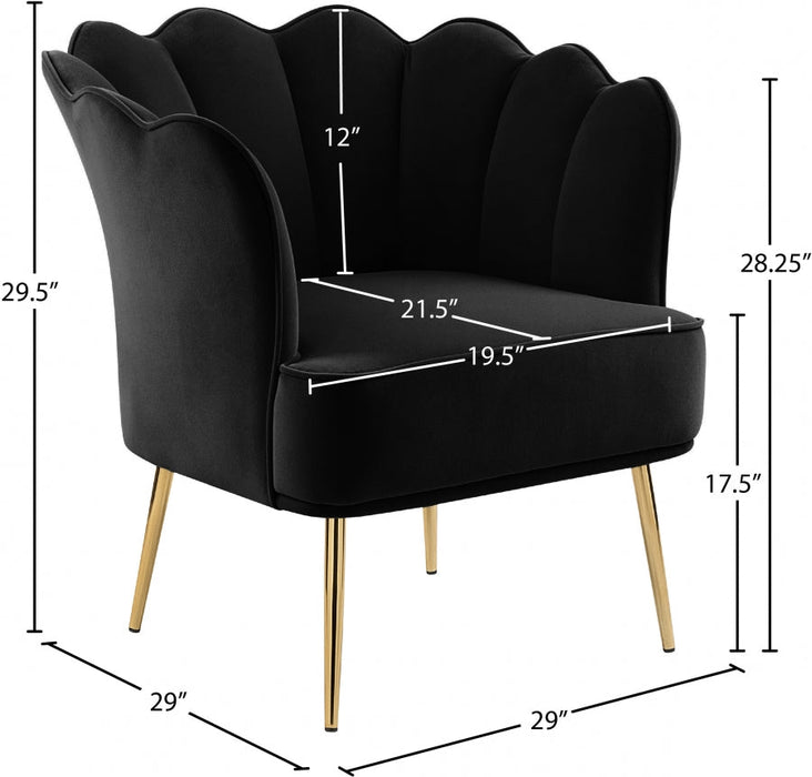 Jester Black Velvet Accent Chair - 516Black - Vega Furniture