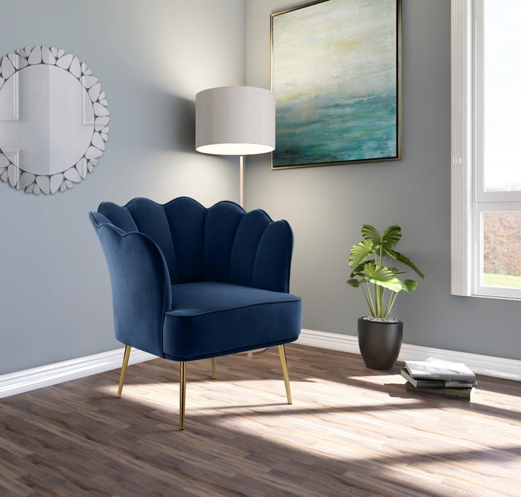 Jester Blue Velvet Accent Chair - 516Navy - Vega Furniture