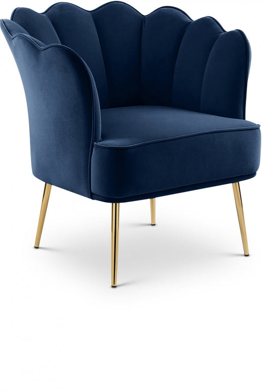 Jester Blue Velvet Accent Chair - 516Navy - Vega Furniture
