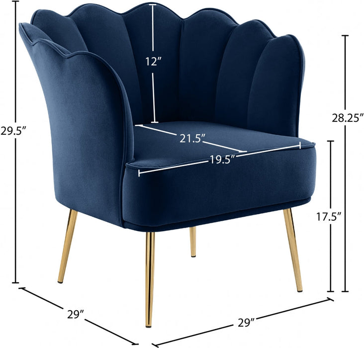 Jester Blue Velvet Accent Chair - 516Navy - Vega Furniture