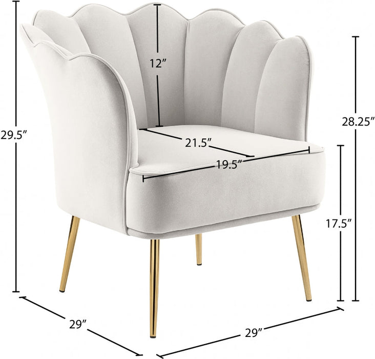 Jester Cream Velvet Accent Chair - 516Cream - Vega Furniture