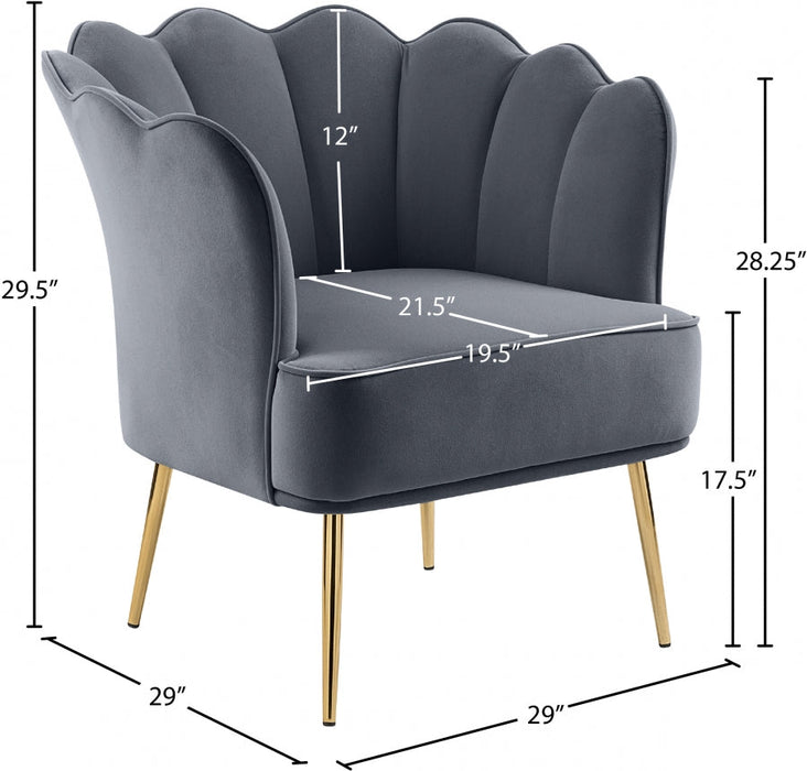 Jester Grey Velvet Accent Chair - 516Grey - Vega Furniture