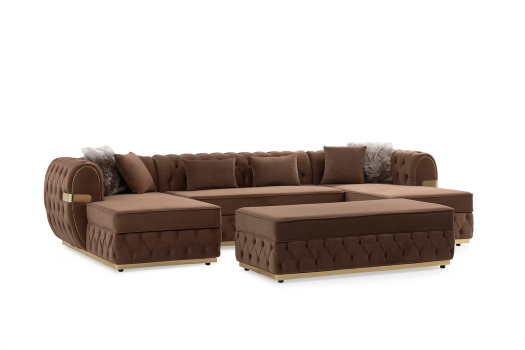 Jester Mocha Velvet Rectangle Ottoman - JESTERMOCHA-OTT - Vega Furniture