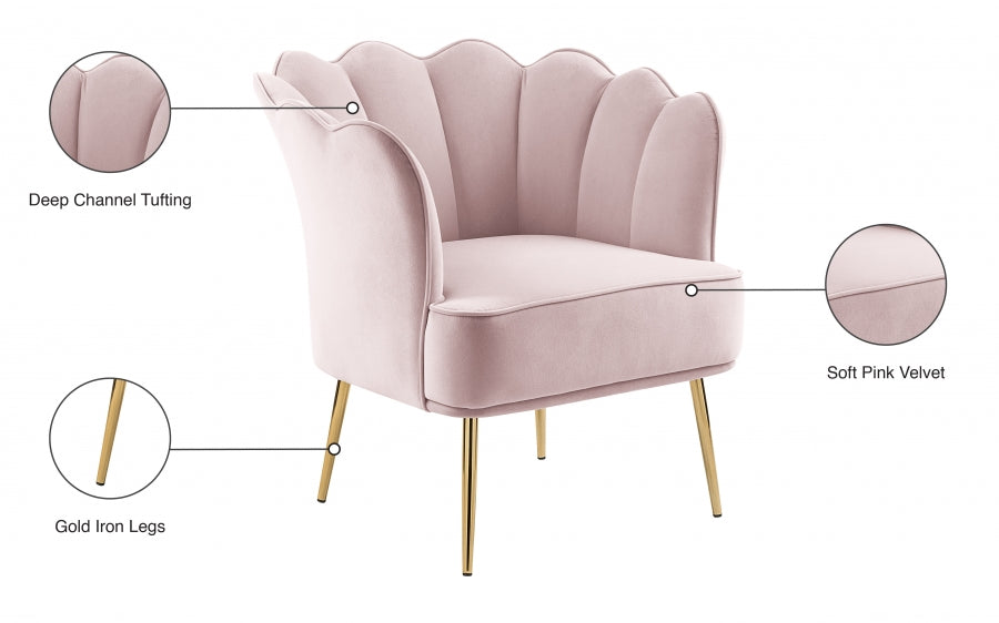 Jester Pink Velvet Accent Chair - 516Pink - Vega Furniture