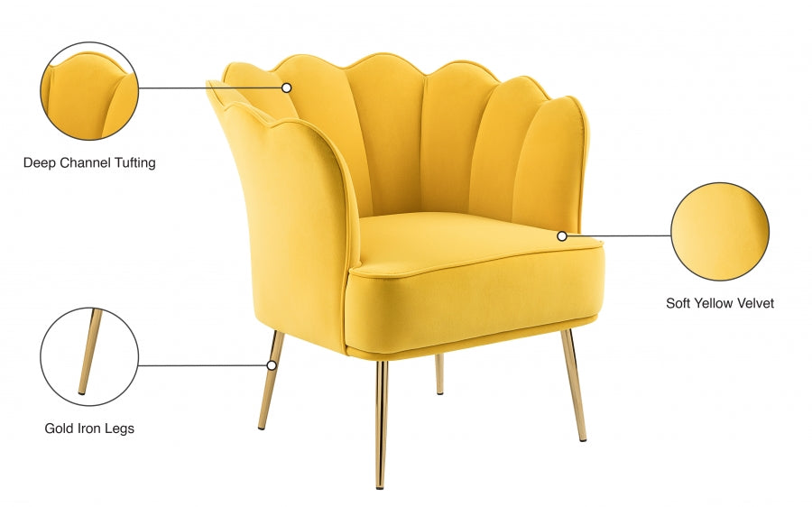 Jester Yellow Velvet Accent Chair - 516Yellow - Vega Furniture