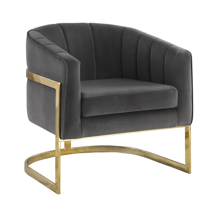 Joey Dark Gray/Gold Tufted Barrel Accent Chair - 903039 - Vega Furniture