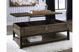 Johurst Grayish Brown Coffee Table with Lift Top - T444-9 - Vega Furniture