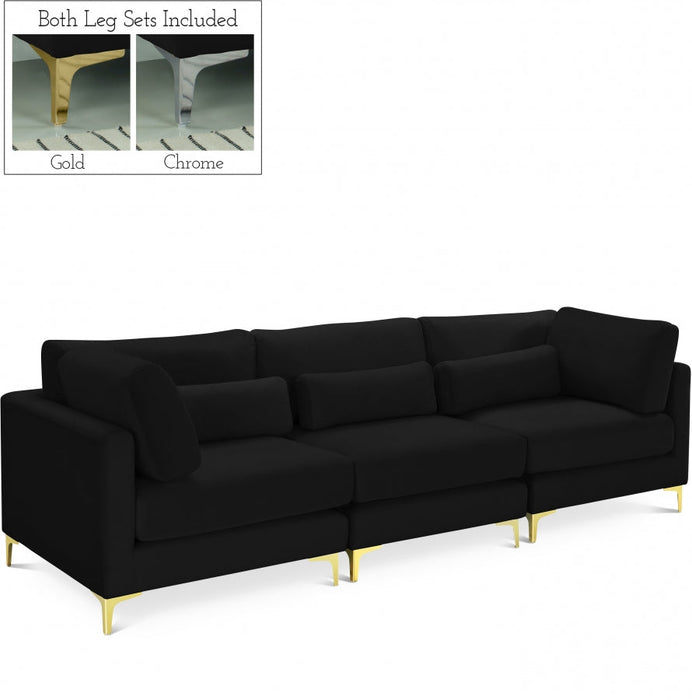 Julia Black Velvet Modular 108" Sofa - 605Black-S108 - Vega Furniture