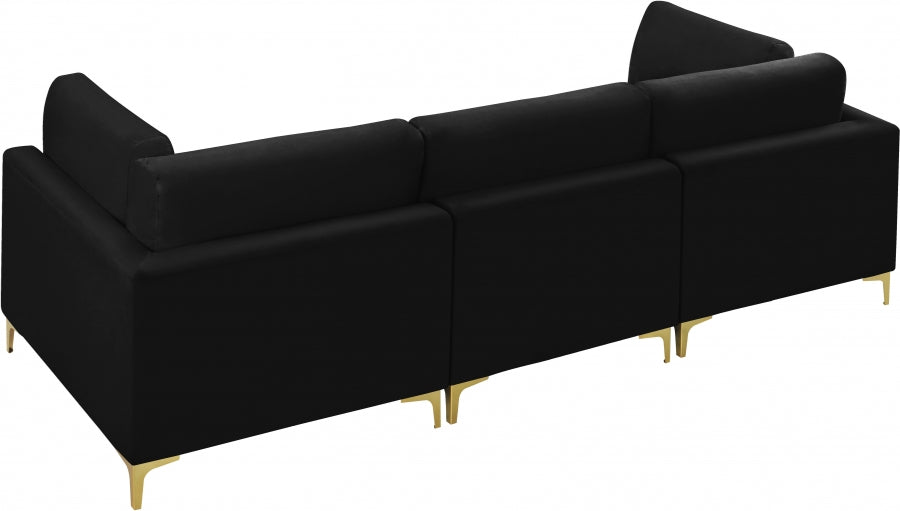 Julia Black Velvet Modular 108" Sofa - 605Black-S108 - Vega Furniture