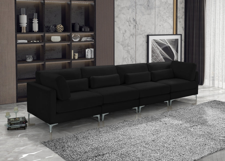 Julia Black Velvet Modular 142" Sofa - 605Black-S142 - Vega Furniture