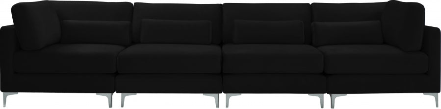 Julia Black Velvet Modular 142" Sofa - 605Black-S142 - Vega Furniture