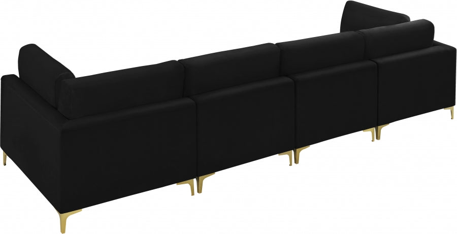 Julia Black Velvet Modular 142" Sofa - 605Black-S142 - Vega Furniture
