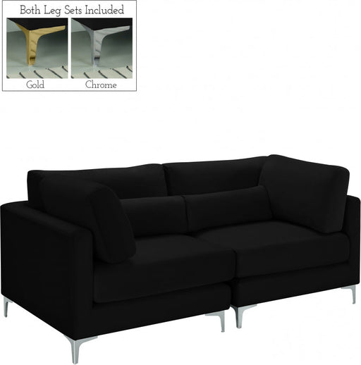 Julia Black Velvet Modular 75" Sofa - 605Black-S75 - Vega Furniture