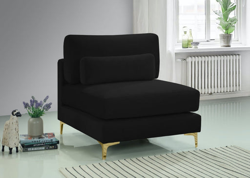 Julia Black Velvet Modular Armless Chair - 605Black-Armless - Vega Furniture