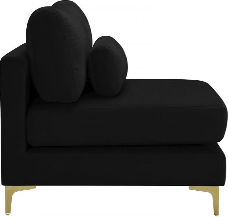 Julia Black Velvet Modular Armless Chair - 605Black-Armless - Vega Furniture
