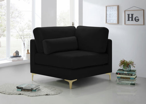 Julia Black Velvet Modular Corner Chair - 605Black-Corner - Vega Furniture