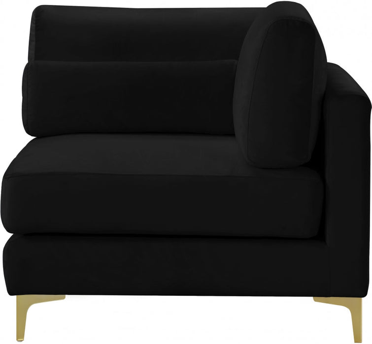 Julia Black Velvet Modular Corner Chair - 605Black-Corner - Vega Furniture